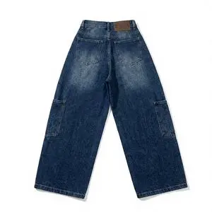 Women Slight Curved Jeans Premium Washed Denim Pants High Waist Relaxed Fit OEM ODM
