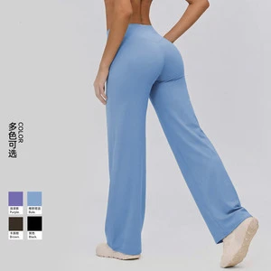 Yoga Pants for Women Peach-colored Hip-raising Tight Fitness Pants Pilates Casual Outerwear Straight-leg Wide-leg Pants