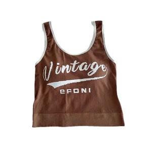 2025 Trendy Summer Sports Vest for Women New Camisole with Letter Base Chest Cushion Canvas Material Sweet Style Short Wearing