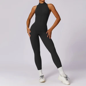 Hot One-Piece Fitness Women Jumpsuit Wholesale Zipper Bodysuit Sport Wear Outfit Gym Workout Yoga Jumpsuit for Exercise