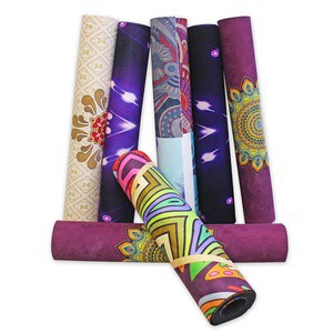 OEM Custom Full Color Sublimation Printing Suede Fabric Non Slip Rubber Yoga Mat Custom Bespoke Custom Graphic Printed Yoga Mat