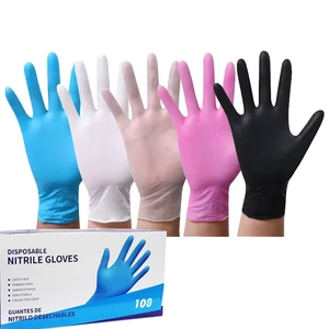 SONICE 100pcs 4mil 28cm Waterproof Food Safety Industrial Nitrile Disposable Gloves Powder Free Blue Black Latex-Free