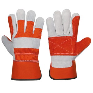 PPE Cowhide Split Leather Work Gloves Double Palm Reinforce With Safety Rubberized Safety Cuff Heavy Duty Safety Gloves Supplier