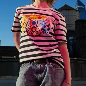 Custom Heavyweight Cotton T-shirt Plus Size Women's T-shirts Stripe Streetwear Abstract Art Print t Shirt
