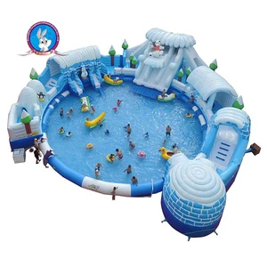 Inflatable Water Pool Park Penguin Ice Castle Large Water Park Inflatable Amusement Park Fun City Inflatable Water Games