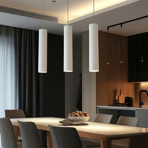 Gold White Black Gold Color Ring Lampe Suspendu Lustre Coffee Shop Restaurant Cube Cylindrical Luminaria Led Pendant Light