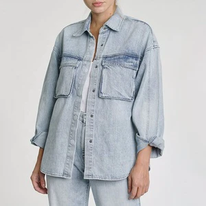 Spring Hot Sale Fashion Women's Denim Jackets With Pockets Women Long Sleeve Denim Coats Jeans Jacket