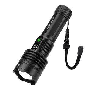 3000 Lm Super Bright Linterna Telescopic Zoom Work Light Rechargeable Digital Display Long Range Led Torch Tactical Flashlight