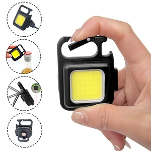 Mini Portable LED Flashlight Keychain Light Multifunctional USB Charging COB Camping Flashlights Work Lights Fishing