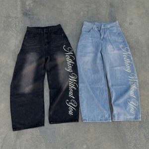 Custom Pattern Printed Baggy Trousers Broad Color Range Customized Letter Embroidery Cozy Denim Bottoms Casual Bulk Daily Wear