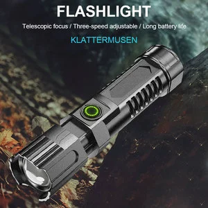 High Lumen Tactical LED Flashlight Rechargeable Zoomable Torch with Power Display 3 Modes for Camping Emergency & Outdoor