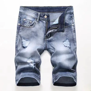 High Street Men's Denim Shorts Ripped Personality Retro Fashionable Denim Shorts Men