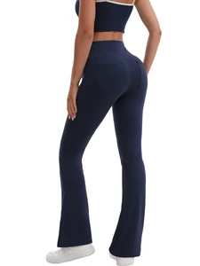 (Overseas Warehouse Shipping)2026 New Arrival Slim-fit Wide-leg Solid Yoga Pants Pockets Elastic Waist Four-way Stretch Fabric