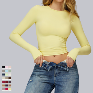 Super Elastic Slim Fit Yogini Top New Arrival High for Impact Pilates Fitness Training Soft Solid Street Wear Breathable Long