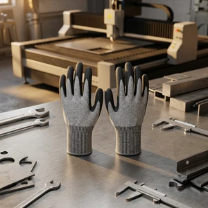 Grey Speckled Nitrile Cut Resistant Safety Work Gloves Superior Abrasion Puncture-Resistant Features EN388 Cut Resistance 5 for