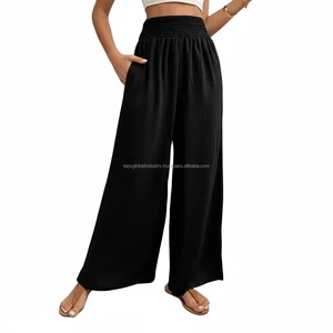 High Waist Vintage Winter Palazzo Pants Women Flowy Wide Leg Spandex/Polyester Quick Dry Lightweight OEM Service Wholesale
