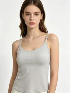 Women's Casual Camisole OEM Slim Fit Seamless Integrated Padded Bandeau Spring Summer Sleeveless Vest Beauty Back Breathable