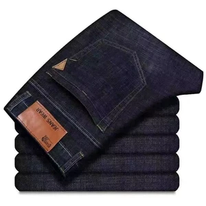 Breathable Plus Size Casual Regular Fit Men's Denim Jeans Light Wash Mid Waist Solid Pattern Washed Cotton Pants