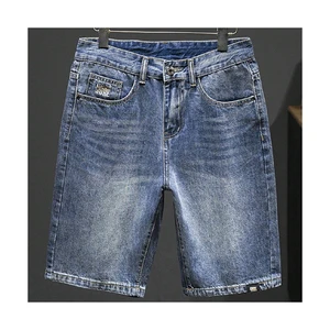 Mens Casual Denim Bermuda Shorts With Pockets Washed Denim Shorts Summer Slim Fit Trendy Short