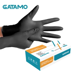 SN039 4 Mil Black Nitrile Glove Custom logo Cleanroom Waterproof Kitchen Cleaning Nitrle Disposable Black Tattoo Nitrile Gloves