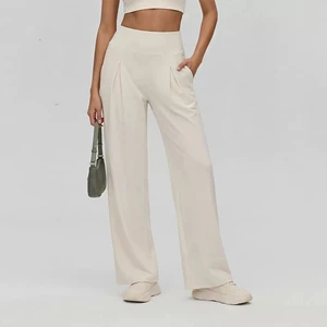 Women's High-Waisted Yoga Pants -Breathable, Moisture-Wicking, Straight-Leg, Lightweight, Loose-Fitting, and Draping