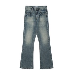 Men's Fashion Design Washed Denim Trousers for Men Blue Retro Cowboy Stacked Flare Autumn Jeans