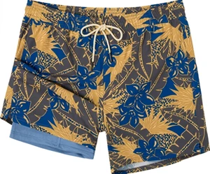 New Men's Quick-Drying Waterproof Stretch Sports Beach Pants Surfing Shorts Printed Pattern 100% Polyester Drawstring