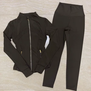40 Colors Yoga Jacket Sets High Quality Long Sleeve Jacket Slim Fit Sport Yoga Crop and Yoga Leggings Set