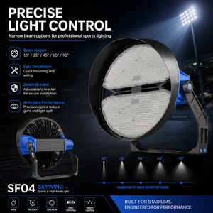 Professional LED High Mast Light IP66 Rated 5-Year Warranty 10-20KV Surge Protection DALI Dimming for Stadium and Port