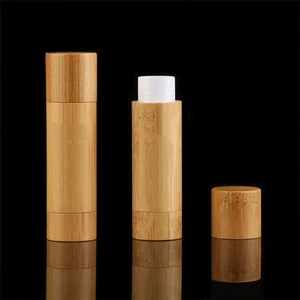 Real Natural Bamboo Wooden Tube 5g Empty Lipstick Tube Lip Balm Cosmetic Packaging Container Chapstick Tubes Eco Friendly