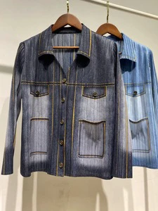 Men's Vintage Spring Washed Denim Jacket with Embroidery and Button
