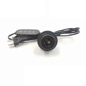 Himalayan E27 Lamp Holder with Dimmer Switch Black US Wire 2-Pin Flat Insert Customizable Power Cord & Plug Wire Plug Lamp Base