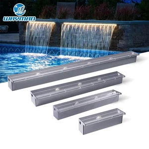 Newly Outdoor Acrylic ABS Spillway Waterfall With LED Light Option For Swimming Pool And Garden Fountain