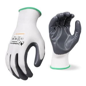XINGYU Factory Wholesale High Quality 13 Gauge Polyester Black Nitrile Gloves Waterproof Anti-Slip Work Safety Nitrile Gloves