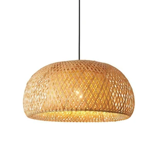 Wholesale Natural Hand Woven Bamboo Pendant Light Wabi-Sabi Dome Shape Indoor Hanging Lighting For Hotel Homestay