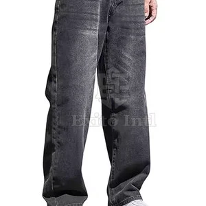 Plus Size Men Casual Baggy Jeans Pants 100% Cotton Eco-Friendly Breathable Outdoor Workout Wear