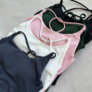 New Arrival Women's Thin Strap Twist Design Yoga Tank Top, Breathable Solid Sleeveless Top for Running Fitness Outdoor Sports