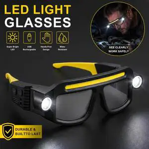 Rechargeable Safety Glasses With Light Hands Free Work Glasses For Mechanics Inspection Protective Eyewear Repair Glasses