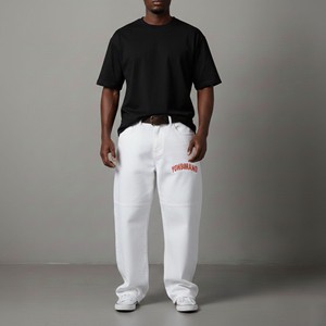 OEM Custom Plus Size Men's Knitted Winter Straight Jeans Solid White Casual Light Wash Denim Trouser 100% Cotton