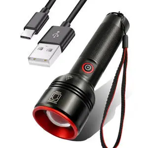 Hot New Outdoor Powerful High Lumens IP54 Waterproof USB Rechargeable Telescopic Zoom White LED Aluminum Tactical Flashlight