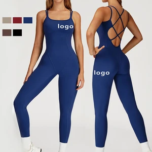Sports Bodysuit Jumpsuit One-Piece Slim Fit Design for Yoga Outdoor Running Fitness Women Yoga Pants with Long Top Set