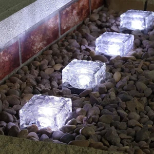 Hanko Solar Glass Brick Ice Cube LED Light Crystal Brick Stone Lamp Garden Pathway Patio Light