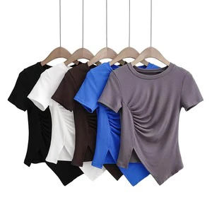 Timeless womens casual t shirt crafted with soft breathable material short sleeves and round neckline suitable for layering OEM