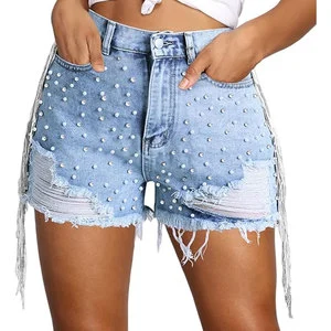 Hot Sale Casual Short Women Denim Jeans Shorts With Rhinestones women's shorts