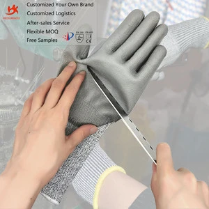 Grade 5 Anti-cut PU Dipped HPPE Gloves to Catch Crabs Electrician Non-slip Anti-puncture Gloves