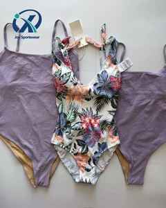 Stamen Print V Neck One Piece Swimsuit Custom Swimwear with Logo Low Moq Swimwear Manufacturer