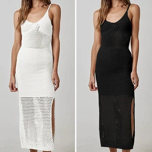 2025 Womens Summer Tunic New Design Hollow Out Beach Cover-up Dress Breathable Crochet Knit Sun Protective Bikinis Beachwear