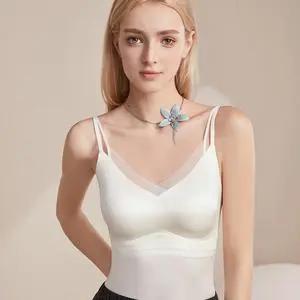 High Quality Adult Women Daily Traceless Camisole Vest Deep V Sexy Solid Color Tank Top Soft Comfortable Camisole