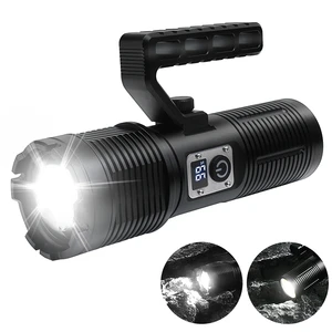 BORUiT New Retractable Zoom Light 3400 Luminens Rechargeable Long Range Powerful Led Flashlight with Power Bank Functions