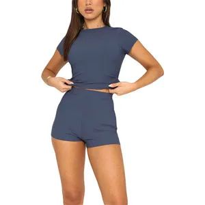 Women's Plus Size Summer Casual Running Set Breathable Quick Dry Polyester Zipper Jacket Yoga Sports Shorts 2 Piece Skinny Fit